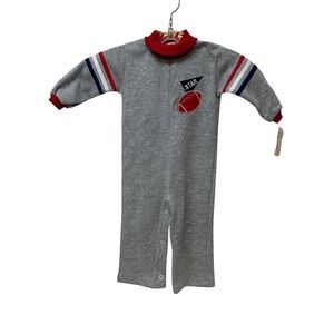 Kids Football Star Pajamas Sleepwear Romper Jumpsuit Gray Red Blue White 24M